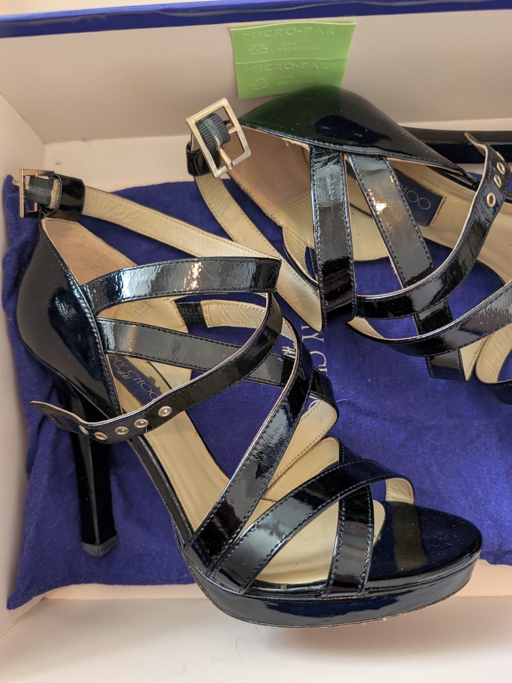 Jimmy Choo for H&M Black Patent Strappy Platform Sandals